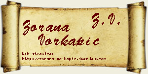 Zorana Vorkapić vizit kartica